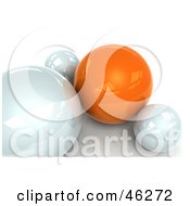 Poster, Art Print Of 3d Orange Sphere Resting With White Ones