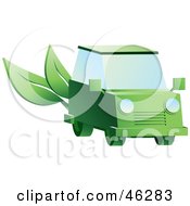 Poster, Art Print Of Green Hybrid Car With Leaves On The Back