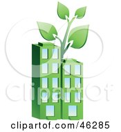 Plant Growing On Top Of A Green Environmentally Friendly Apartment Building