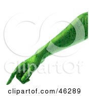 Royalty Free RF Clipart Illustration Of A 3d Green Computer Circuit Hand Pointing Down Or Pushing A Button by Tonis Pan