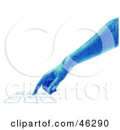 Royalty Free RF Clipart Illustration Of A 3d Blue Computer Circuit Hand Pushing Buttons On A Key Pad by Tonis Pan