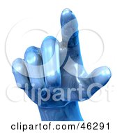 3d Blue Metal Hand Pointing Outward