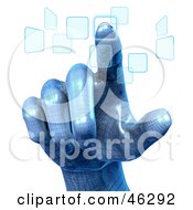 Royalty Free RF Clipart Illustration Of A 3d Blue Robotic Hand Pushing Touch Screen Buttons by Tonis Pan #COLLC46292-0042
