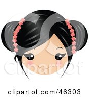 Poster, Art Print Of Girl With Black Hair Wearing Floral Accessories