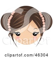 Poster, Art Print Of Girl With Brunette Hair Wearing Floral Accessories