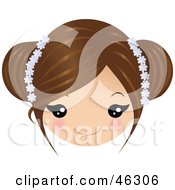 Poster, Art Print Of Girl With Brown Hair Wearing Floral Accessories