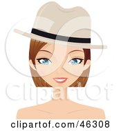 Poster, Art Print Of Pretty Dirty Blond Woman Wearing A Beige Hat