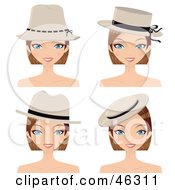 Poster, Art Print Of Digital Collage Of A Dirty Blond Woman Wearing Different Hats