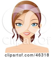 Royalty Free RF Clipart Illustration Of A Beautiful Young Woman Wearing A Thick Pink Head Band