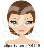 Royalty Free RF Clipart Illustration Of A Brunette Woman With Her Hair Slightly Past Her Chin