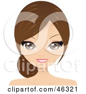 Poster, Art Print Of Pretty Brunette Woman Wearing Her Hair Back In A Low Ponytail