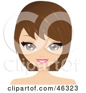 Poster, Art Print Of Brunette Woman With A Cute Layered Hair Cut