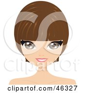 Poster, Art Print Of Brunette Woman With A Short And Cute Hair Cut