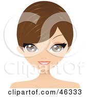 Royalty Free RF Clipart Illustration Of A Brunette Woman With Her Bangs Parted To The Side
