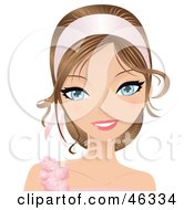 Poster, Art Print Of Pretty Woman Wearing A Light Pink Head Band And Floral Accessories