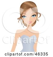 Royalty Free RF Clipart Illustration Of An Elegant Dirty Blond Caucasian Woman In A Blue Gown