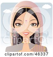 Poster, Art Print Of Pretty Hindu Indian Woman Praying In Front Of A Temple