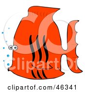 Royalty Free RF Clipart Illustration Of A Black And Orange Tropical Fish With Bubbles