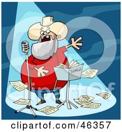 Royalty Free RF Clipart Illustration Of A Graying Old Country Music Singer In The Spotlight On Stage by Holger Bogen