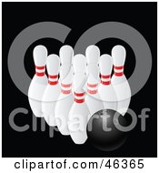 Black Bowling Resting With Pins