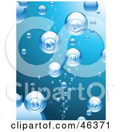Poster, Art Print Of Bubbles Reflecting Bingo Balls While Rising To The Surface Of Blue Water