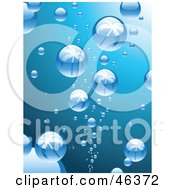 Poster, Art Print Of Bubbles Reflecting Palm Trees While Rising To The Surface Of Blue Water