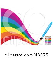 Paintbrush Painting A Creative Curvy Rainbow On White