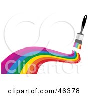 Poster, Art Print Of Paint Brush Creating A Rainbow Wave On White