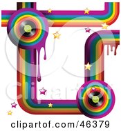 Poster, Art Print Of Funky Music Rainbow Background With Drips Stars And Vinyl Records On White