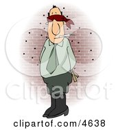 Blindfolded Businessman Standing And Waiting For His Execution By The Firing Squad Clipart