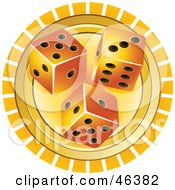 Royalty Free RF Clipart Illustration Of Three Casino Dice On An Orange And White Background