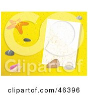 Poster, Art Print Of Blank Message In The Sand With Starfish And Shells
