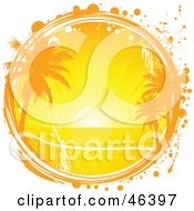 Royalty Free RF Clipart Illustration Of A Tropical Sunset With The Sun Setting Over The Sea With Grunge by elaineitalia #COLLC46397-0046
