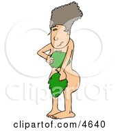 Biblical Eve Covering Her Private Parts With Leaves Clipart