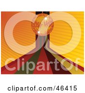 Royalty Free RF Clipart Illustration Of A Funky Orange Disco Ball And Rainbow Background