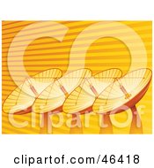 Royalty Free RF Clipart Illustration Of A Line Of Satellite Dishes Broadcasting