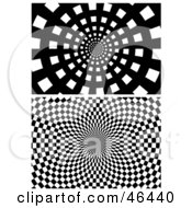 Digital Collage Of Black And White Vortex Optical Illusions