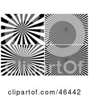 Digital Collage Of Four Black And White Burst Backgrounds