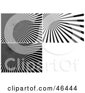 Royalty Free RF Clipart Illustration Of A Digital Collage Of Three Black And White Burst Backgrounds