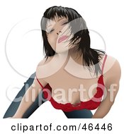 Poster, Art Print Of Seductive Woman Bending Over To Show Her Cleavage
