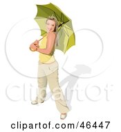 Poster, Art Print Of Happy Smiling Lady Holding An Umbrella