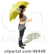 Caucasian Woman In Profile Holding A Parasol