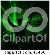 Royalty Free RF Clipart Illustration Of A Black Silhouetted Dabcer In Green Disco Lights