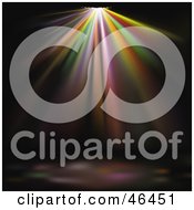 Royalty Free RF Clipart Illustration Of Colorful Spotlights Shining Down On An Empty Dance Floor by dero