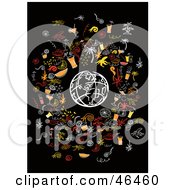 Poster, Art Print Of White Sketched Globe Surrounded By Party Elements