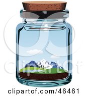 Royalty Free RF Clipart Illustration Of A Pristine Landscape Preserved In A Jar by Eugene