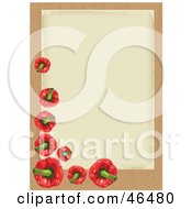Blank And Aged Beige Background Bordered With Red Peppers