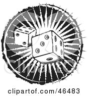 Royalty Free RF Clipart Illustration Of A Black And White Pair Of Casino Dice by David Rey
