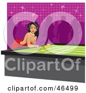 Royalty Free RF Clipart Illustration Of A Stunning Hispanic Woman Bending Over A Table And Gambling In A Casino by David Rey