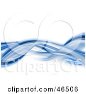 Royalty Free RF Clipart Illustration Of Wispy Blue Waves Swooshing Across A White Background